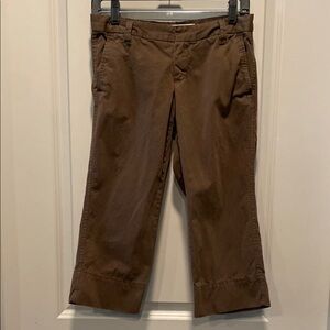 GAP Brown Cotton Capris 1R Casual Relaxed Fit
